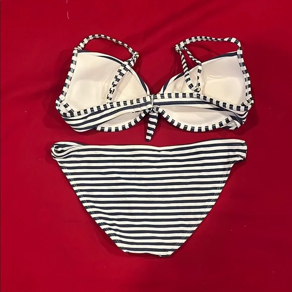 Xhilaration Navy blue and White Striped Bikini - Picture 2 of 2
